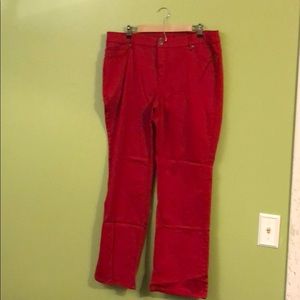 Red Jeans with jewels on the pockets